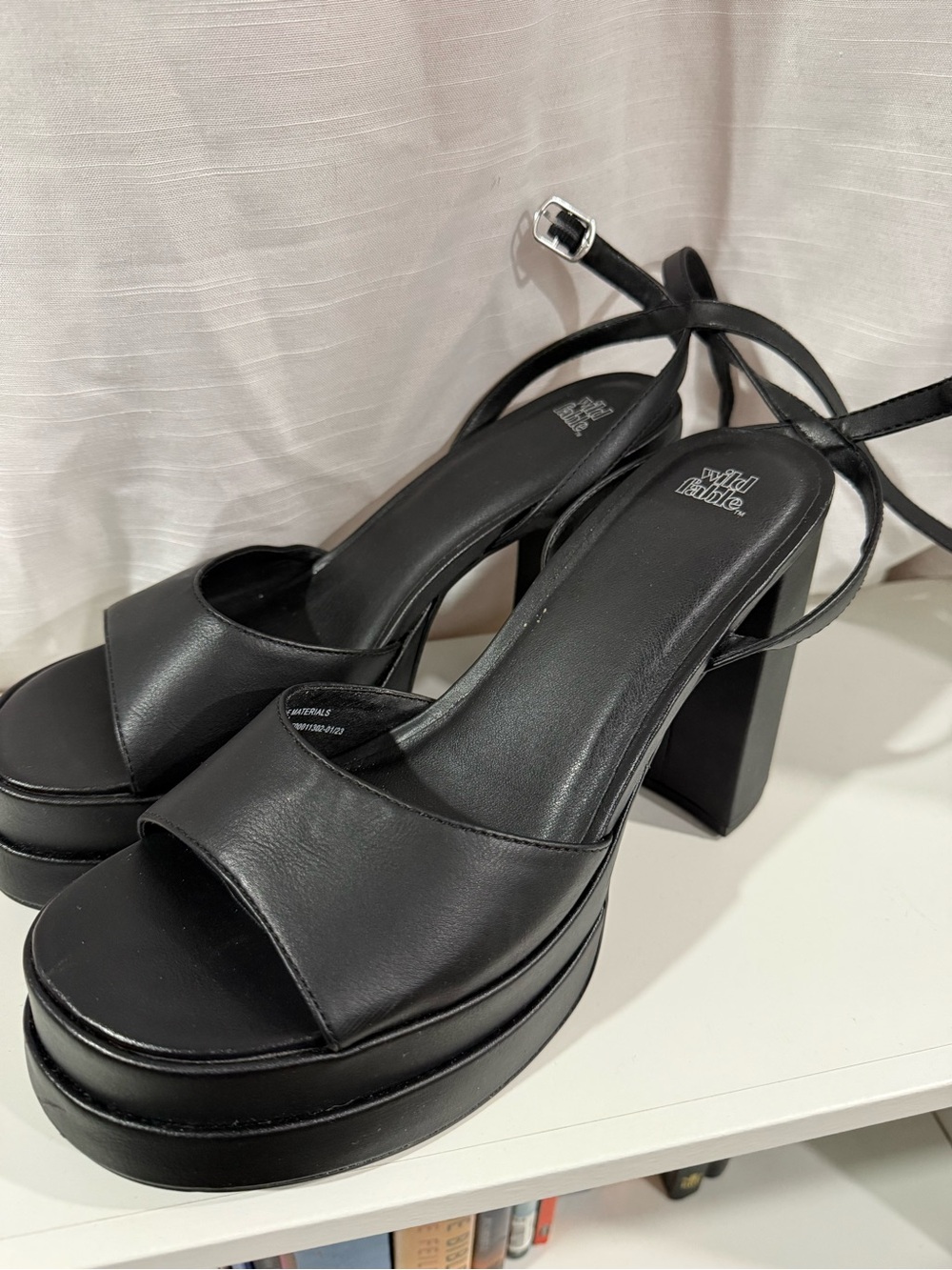 wild fable Black Platform Block Heel Sandals with Ankle Strap